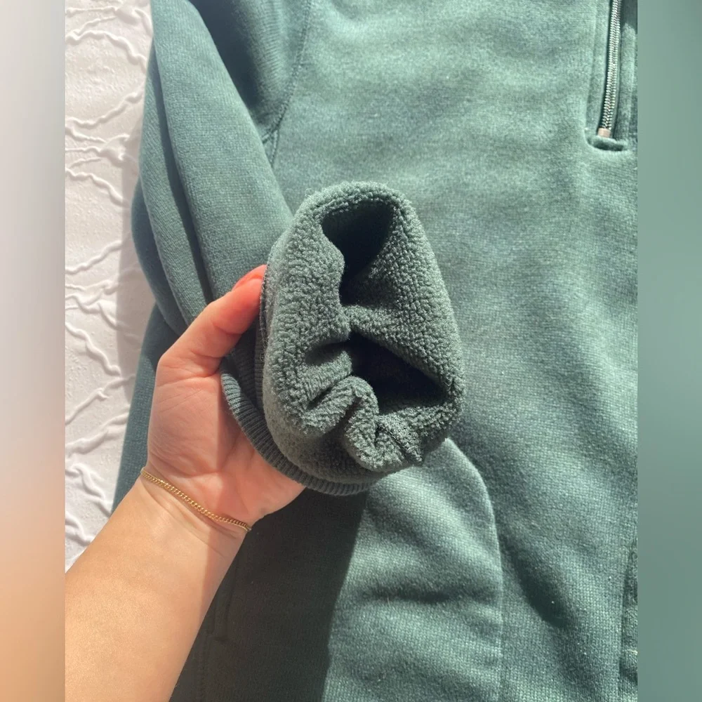 J. Crew - Quarter Zip Fleece Lined Pullover Sweater in Forest Green - Size M